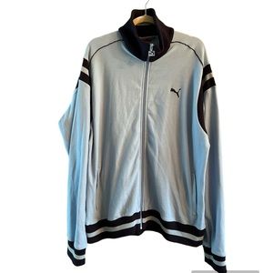 Puma Men’s Thomas Track jacket full zipper powder blue with dk blue trim XXL